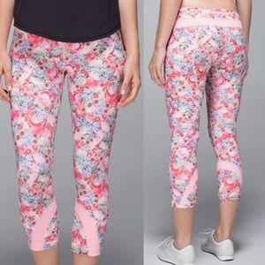 Rare Lululemon Run Inspire Crop II Leggings- All Luxtreme- flowabunga /coral